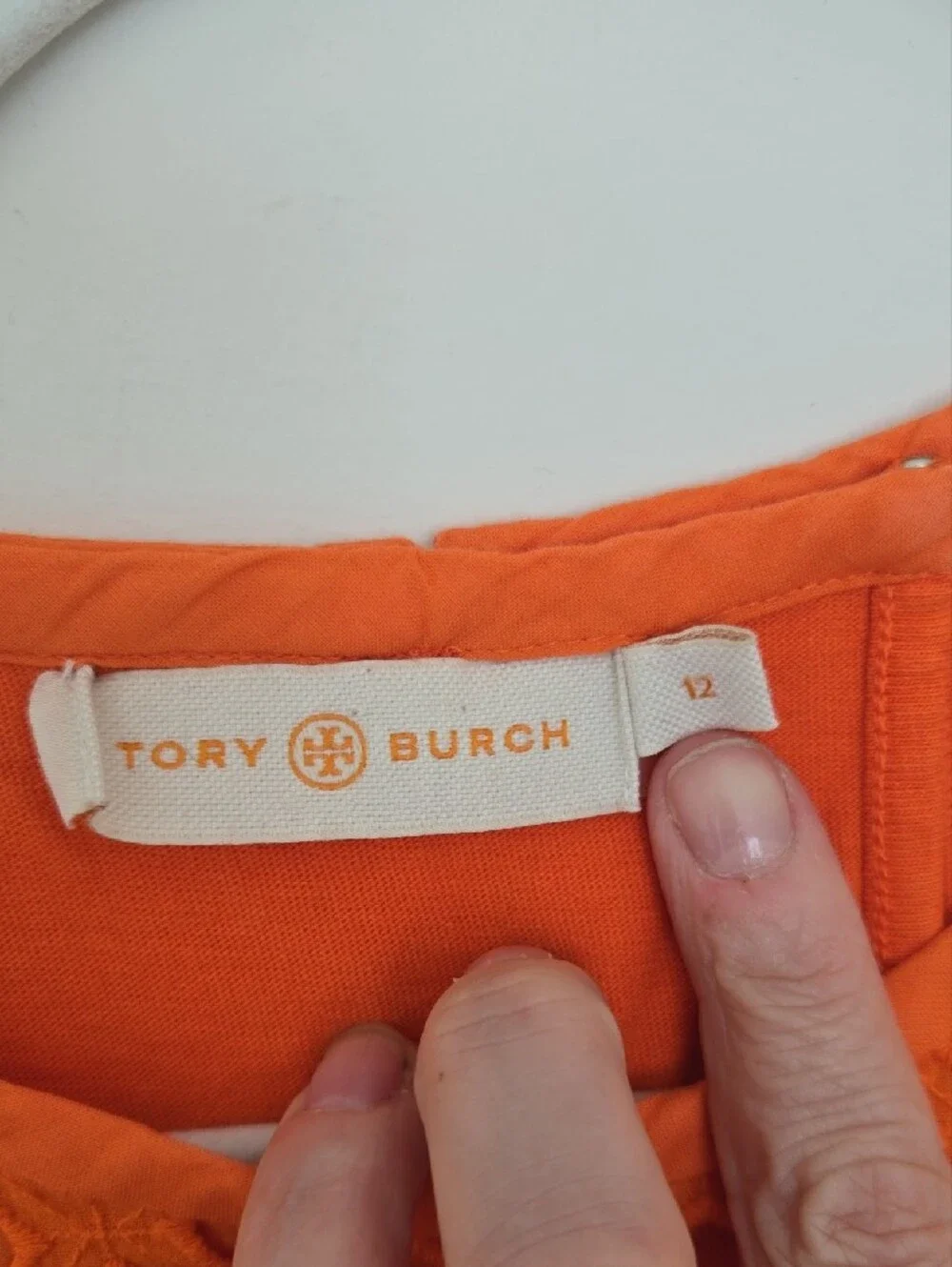 Tory Burch Orange Short-Sleeve Eyelet Lace Top Normcore Designer size 12
